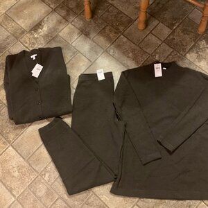 3 Pc NWT $638 Chestnut cashmere jogger pant cardigan tunic S - M